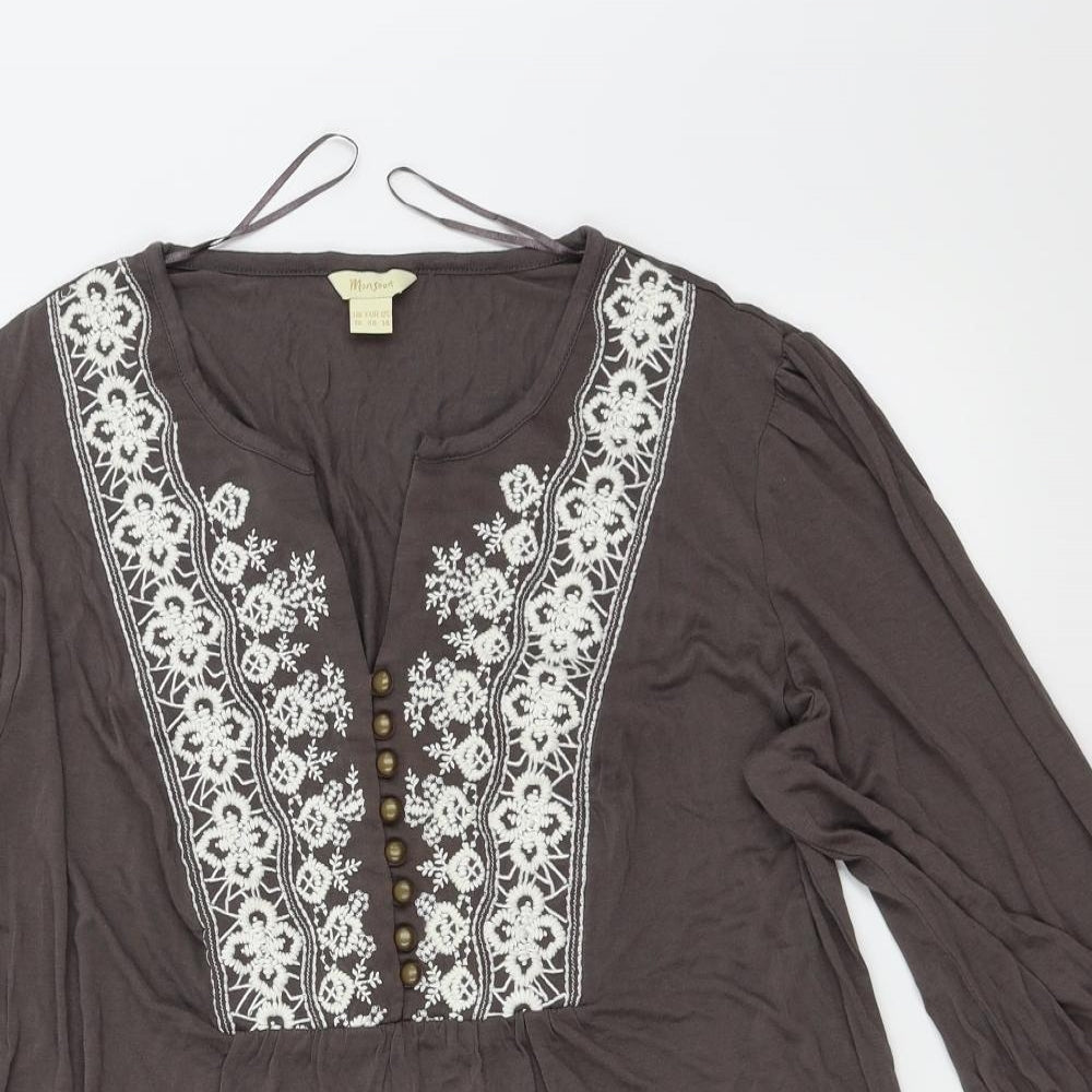 Monsoon Womens Brown Floral  Basic T-Shirt Size 18