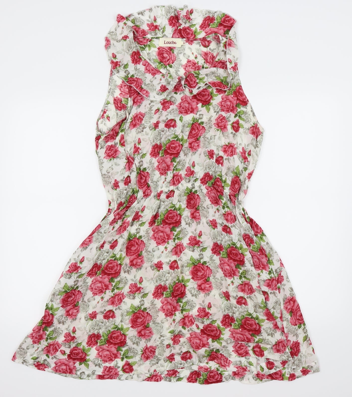 Louche Womens White Floral  Fit & Flare  Size M