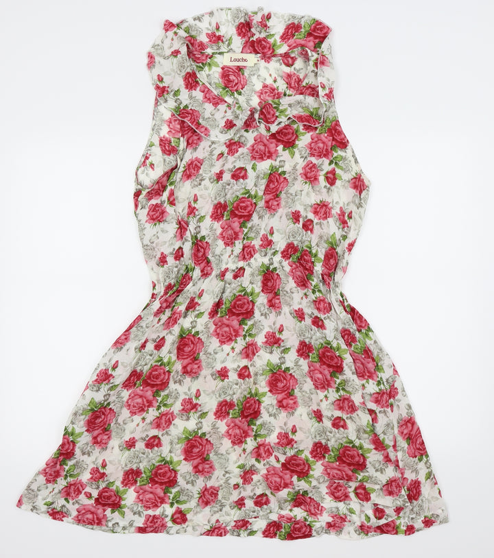 Louche Womens White Floral  Fit & Flare  Size M