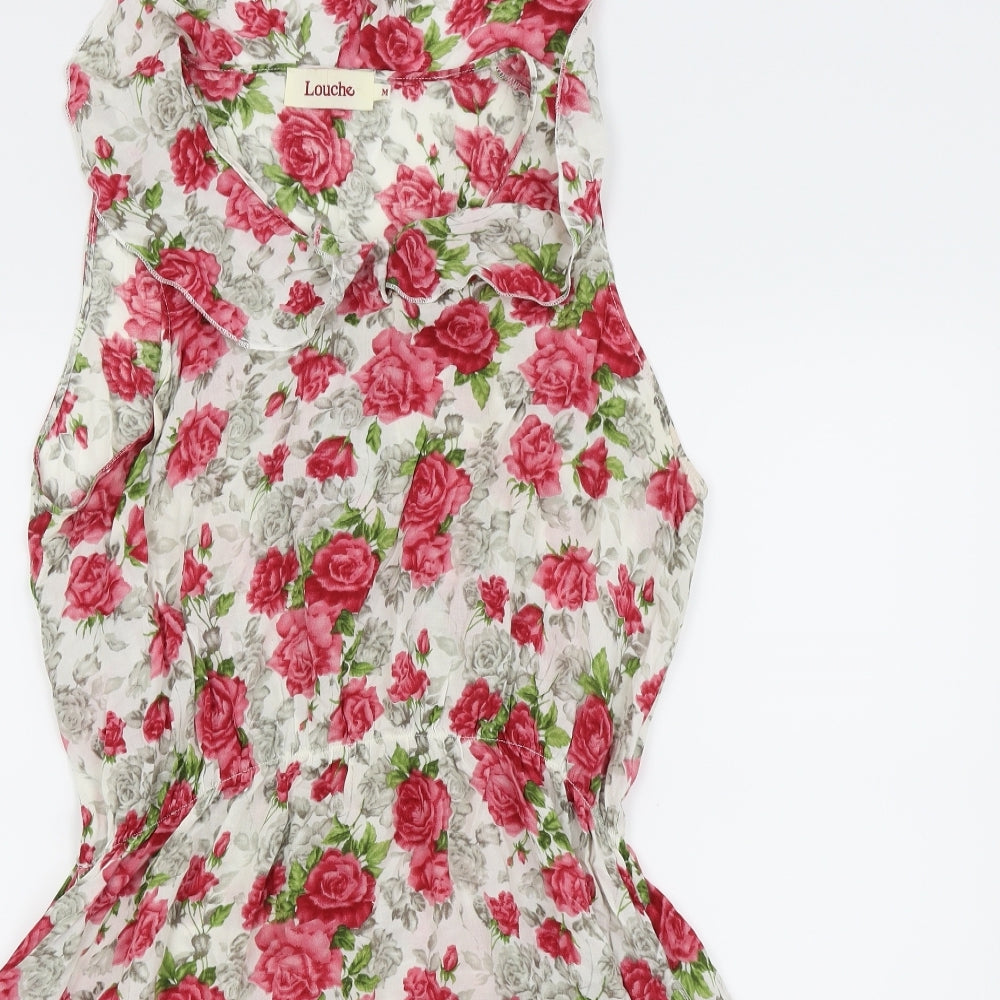 Louche Womens White Floral  Fit & Flare  Size M