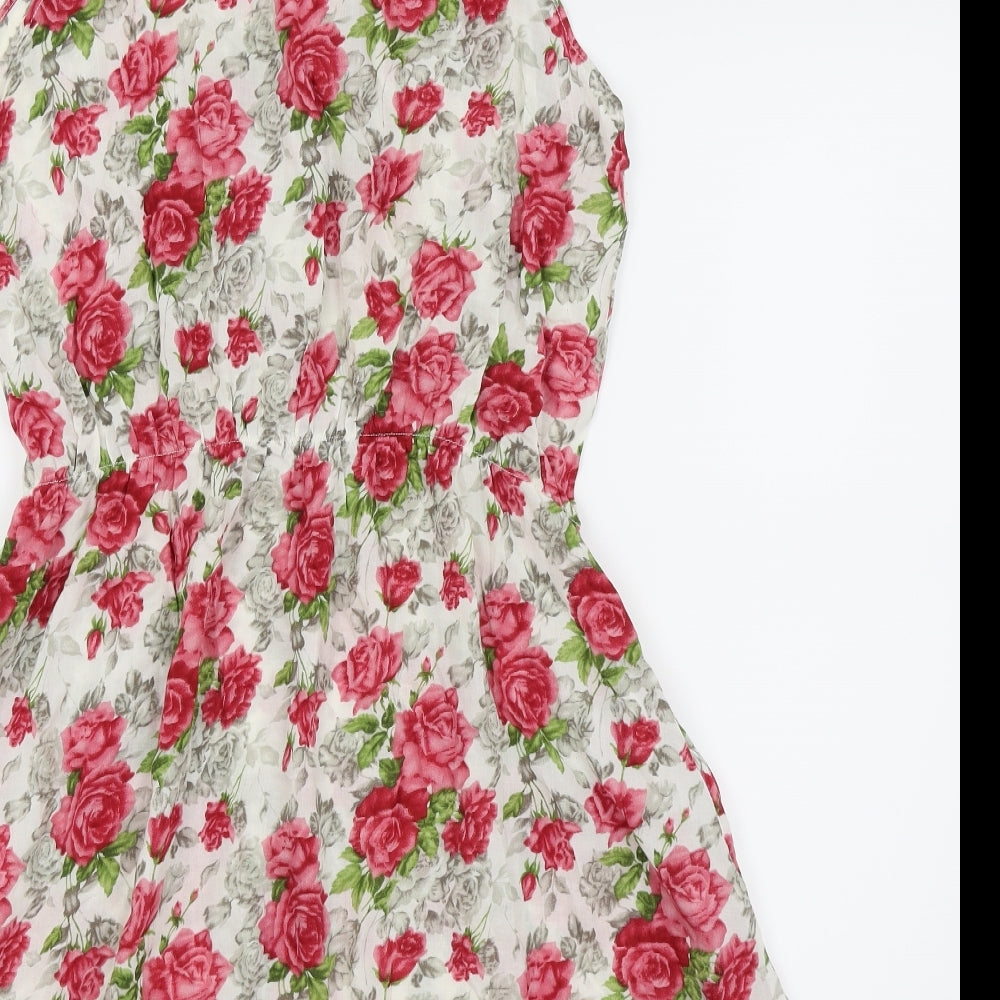 Louche Womens White Floral  Fit & Flare  Size M