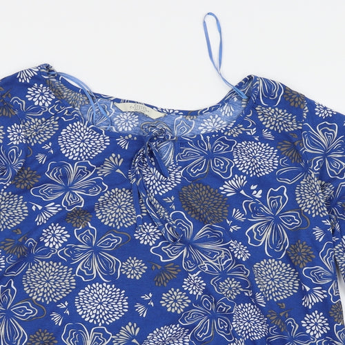 Debenhams Womens Blue Floral  Basic T-Shirt Size 16