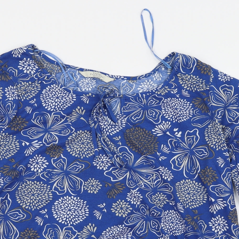 Debenhams Womens Blue Floral  Basic T-Shirt Size 16