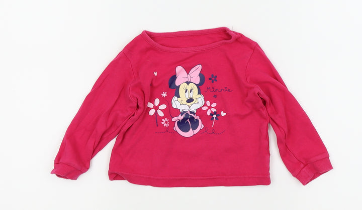 Disney Girls Pink Solid Babydoll Pyjama Top Size 12-18 Months - Mini mouse