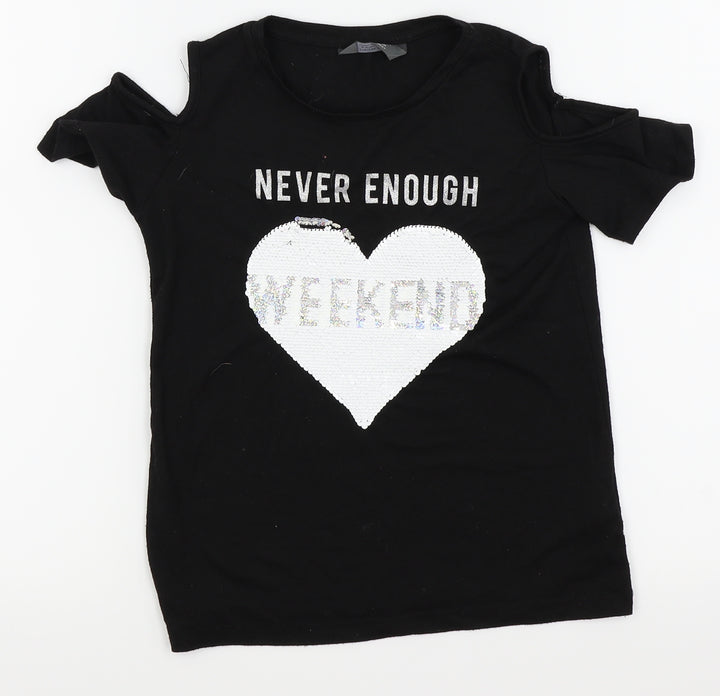 Primark Girls Black Houndstooth Basic Tank Size 8-9 Years
