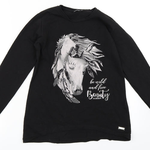 La Loca Girls Black   Basic T-Shirt Size 12 Years  - horse