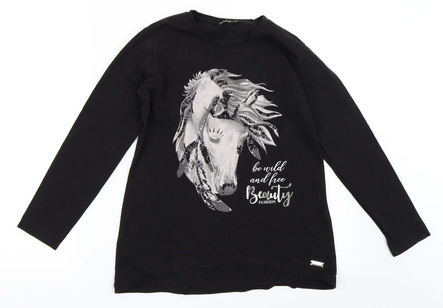 La Loca Girls Black   Basic T-Shirt Size 12 Years  - horse