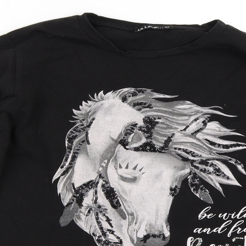 La Loca Girls Black   Basic T-Shirt Size 12 Years  - horse