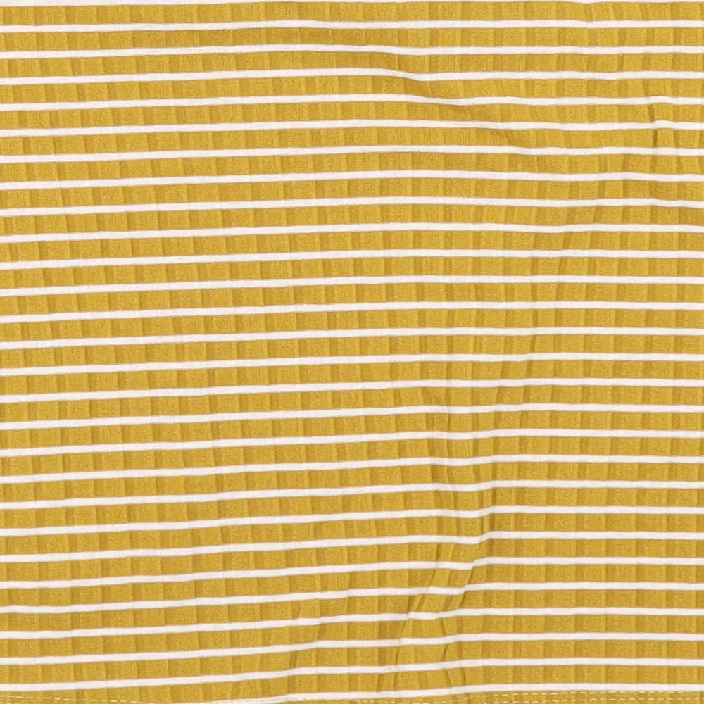 Candy Couture Girls Yellow Striped  Basic T-Shirt Size 11 Years