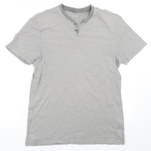 Marks and Spencer Mens Grey Striped   T-Shirt Size M
