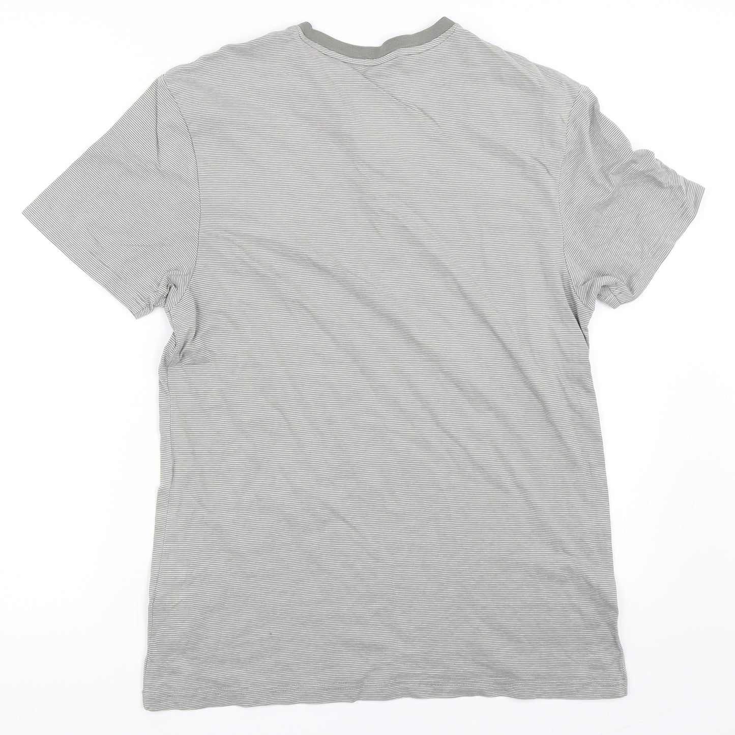 Marks and Spencer Mens Grey Striped   T-Shirt Size M