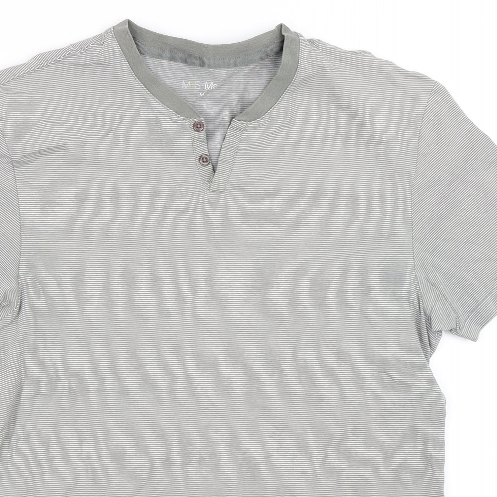 Marks and Spencer Mens Grey Striped   T-Shirt Size M