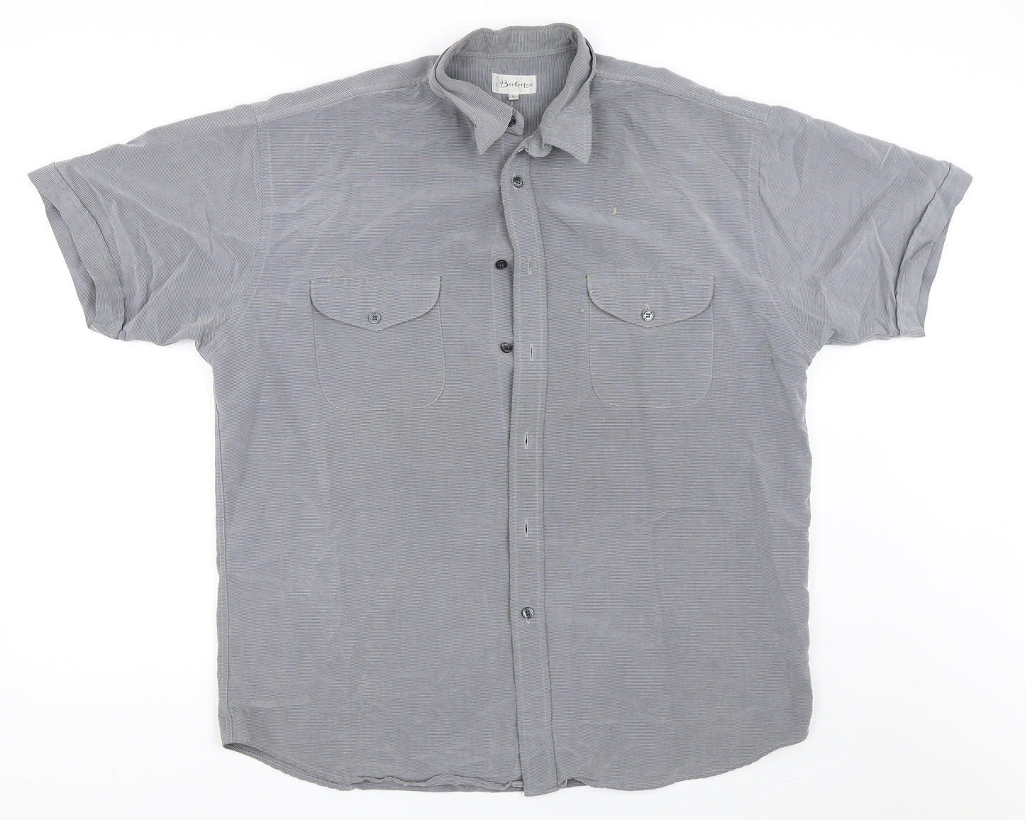Berkertex Mens Grey    Button-Up Size L