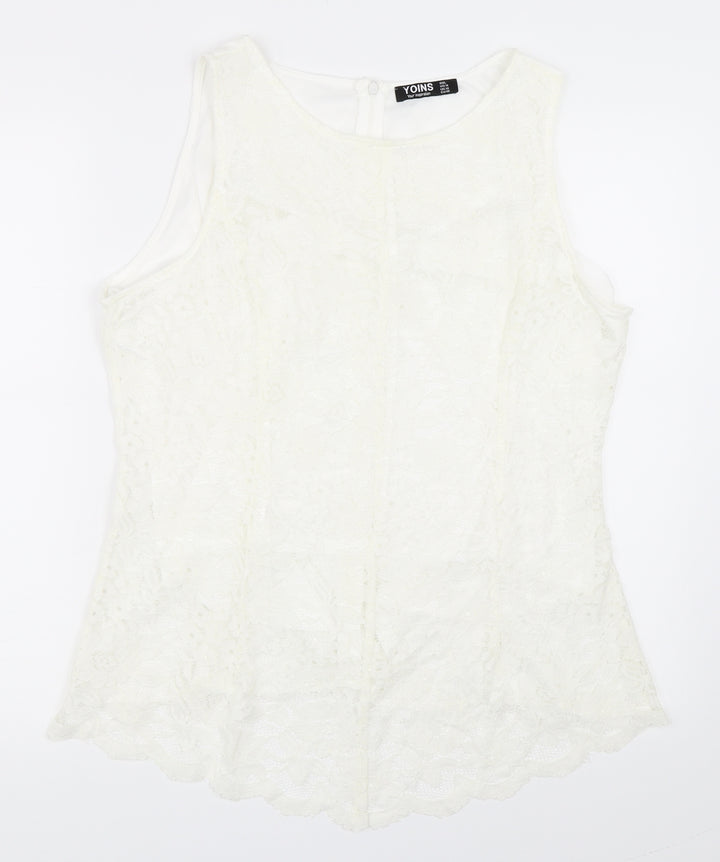 Yoins Womens Ivory Basic Blouse Size XL
