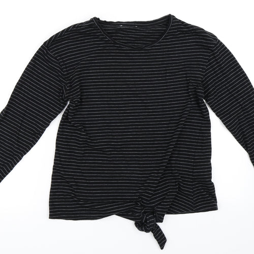 Warehouse Womens Black Striped  Basic T-Shirt Size 8