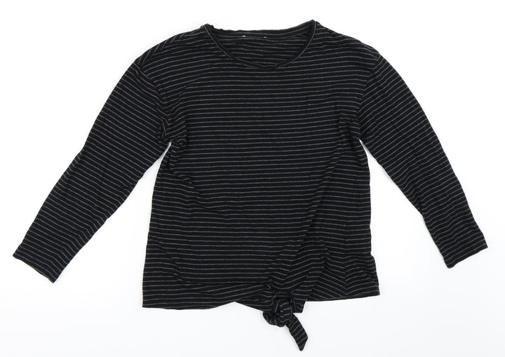 Warehouse Womens Black Striped  Basic T-Shirt Size 8