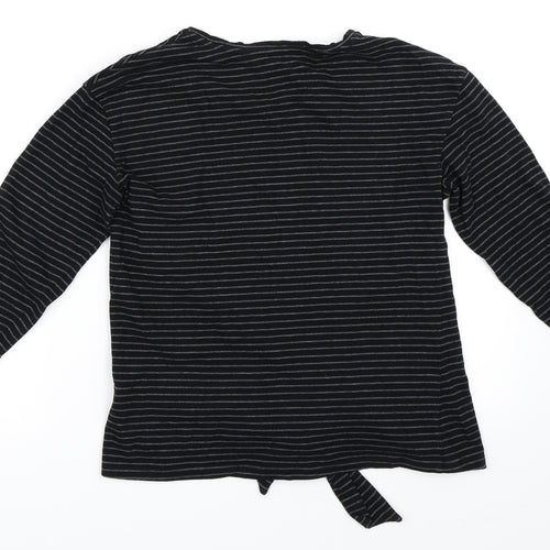Warehouse Womens Black Striped  Basic T-Shirt Size 8