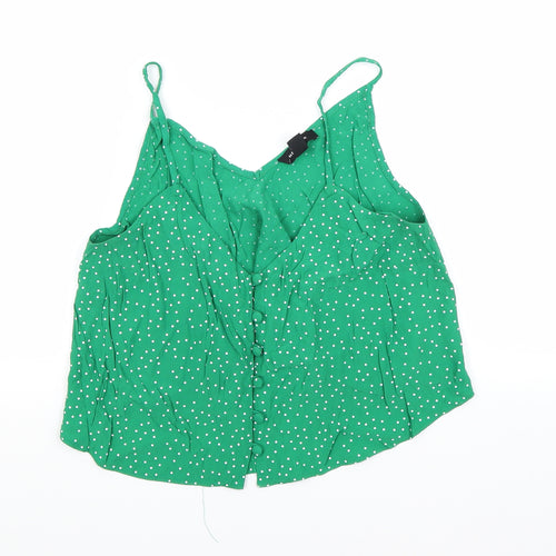 New Look Womens Green Polka Dot  Cropped Tank Size 10
