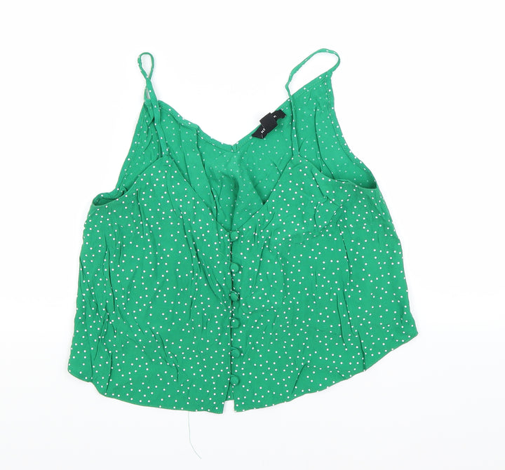 New Look Womens Green Polka Dot  Cropped Tank Size 10