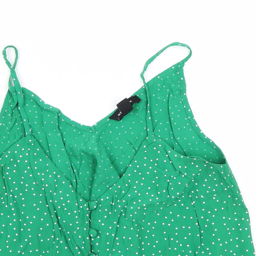 New Look Womens Green Polka Dot  Cropped Tank Size 10