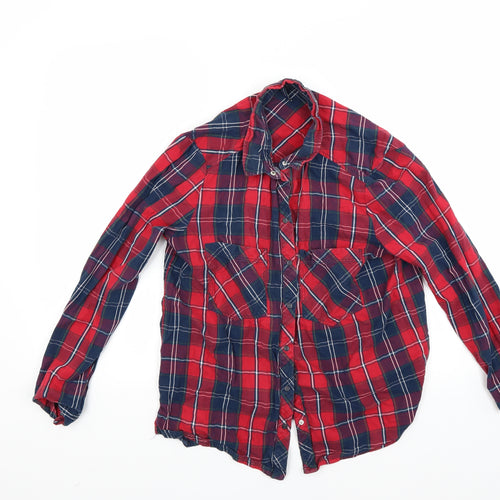 Berkertex Womens Red Check  Basic Button-Up Size L