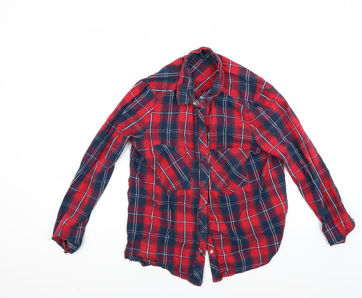 Berkertex Womens Red Check Basic Button-Up Size L
