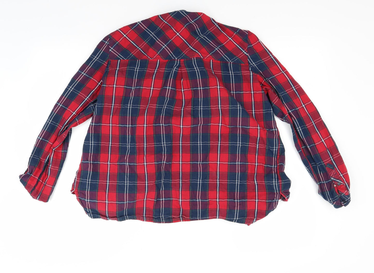 Berkertex Womens Red Check  Basic Button-Up Size L