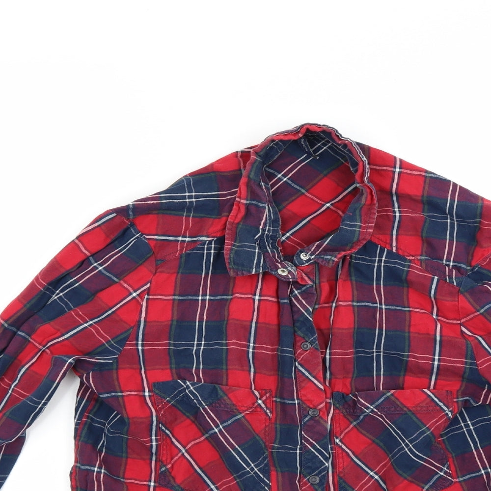 Berkertex Womens Red Check  Basic Button-Up Size L