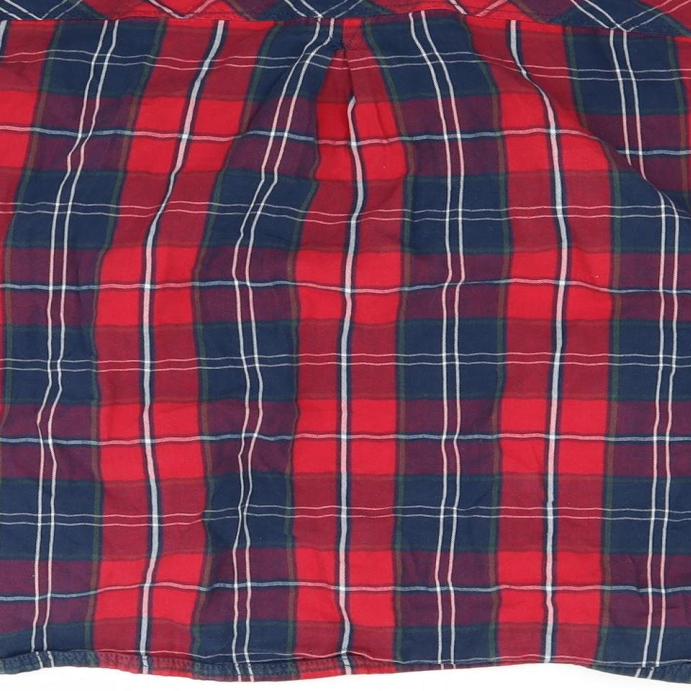 Berkertex Womens Red Check  Basic Button-Up Size L