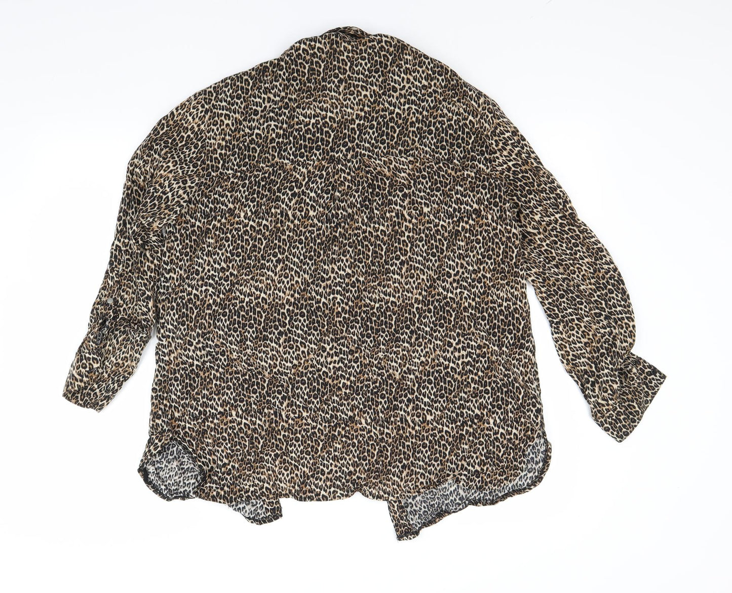Bershka Womens Brown Animal Print  Basic Button-Up Size S