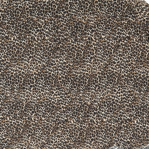 Bershka Womens Brown Animal Print  Basic Button-Up Size S