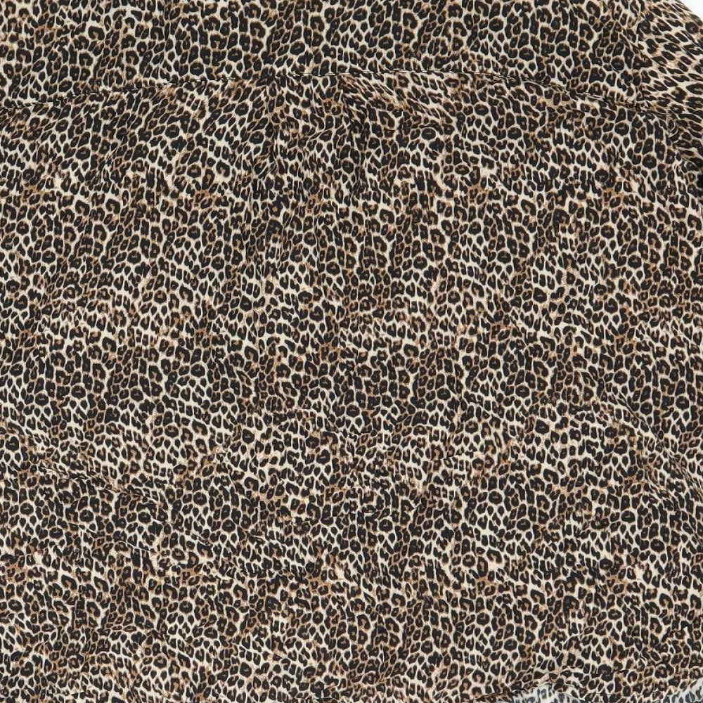Bershka Womens Brown Animal Print  Basic Button-Up Size S