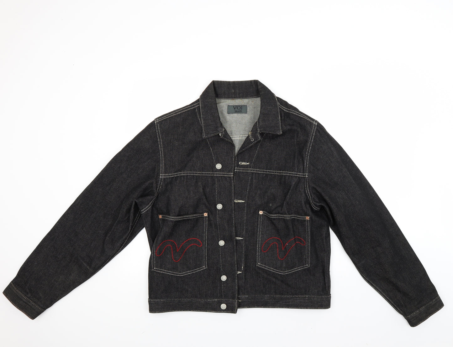 Voi Mens Black  Denim Jacket Coat Size M