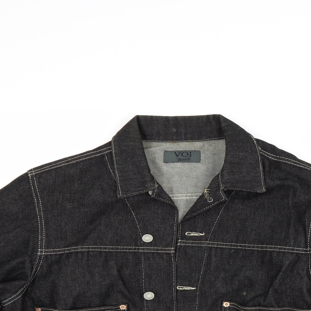 Voi Mens Black  Denim Jacket Coat Size M