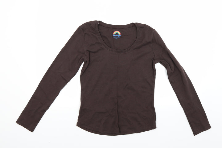 Papaya Womens Brown Pullover Sweatshirt Size 14