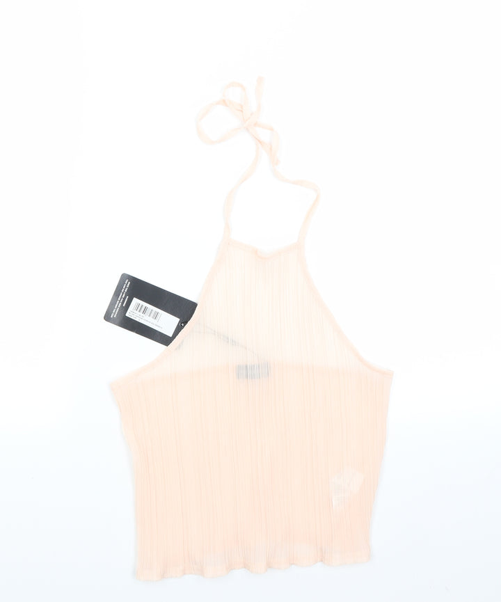 PRETTYLITTLETHING Womens Beige Cropped Tank Size 12