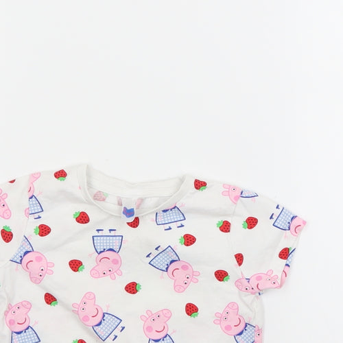 Preworn Girls White   Basic T-Shirt Size 2 Years  - Pepa pig