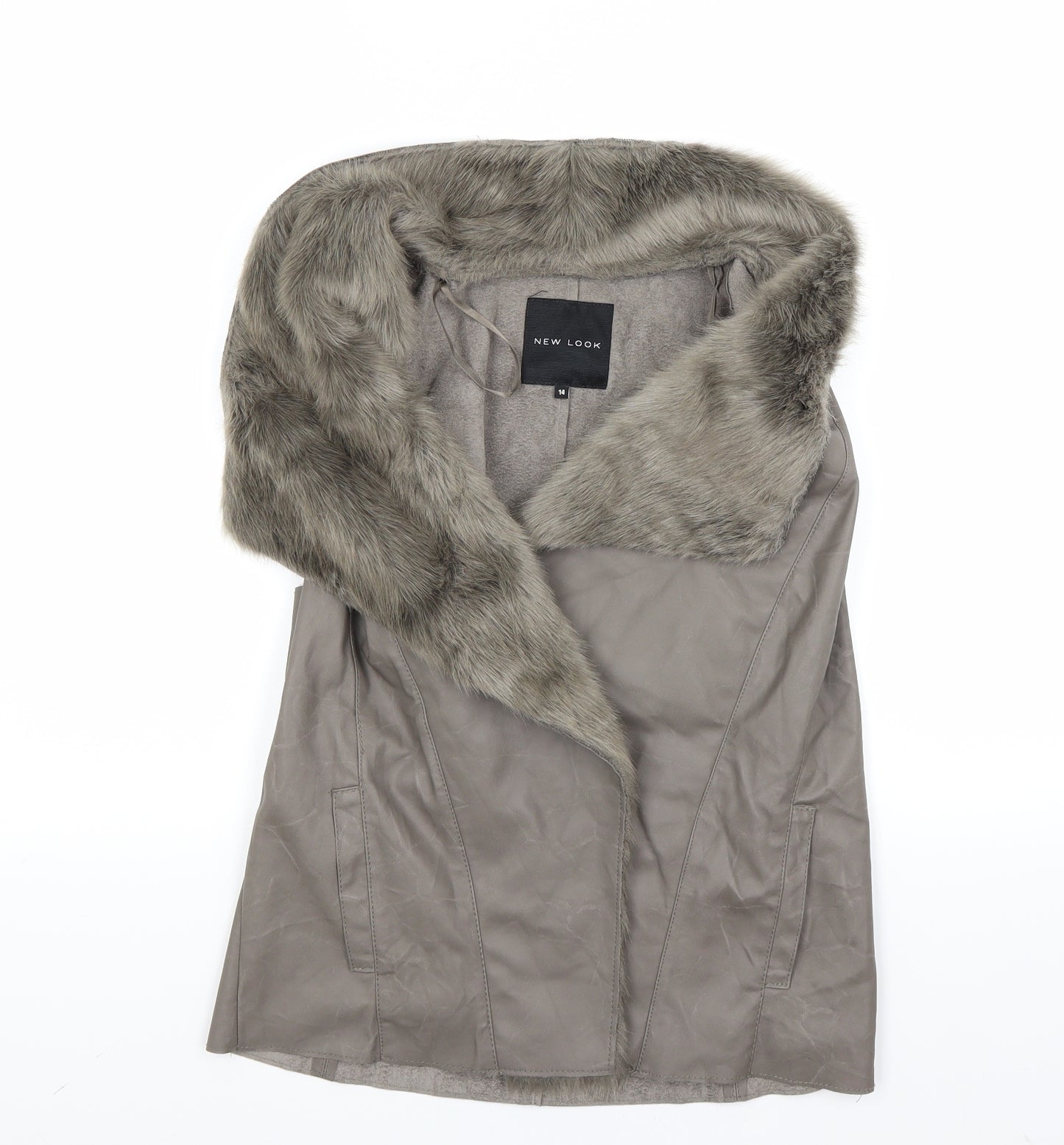 New Look Womens Brown   Gilet Coat Size 14