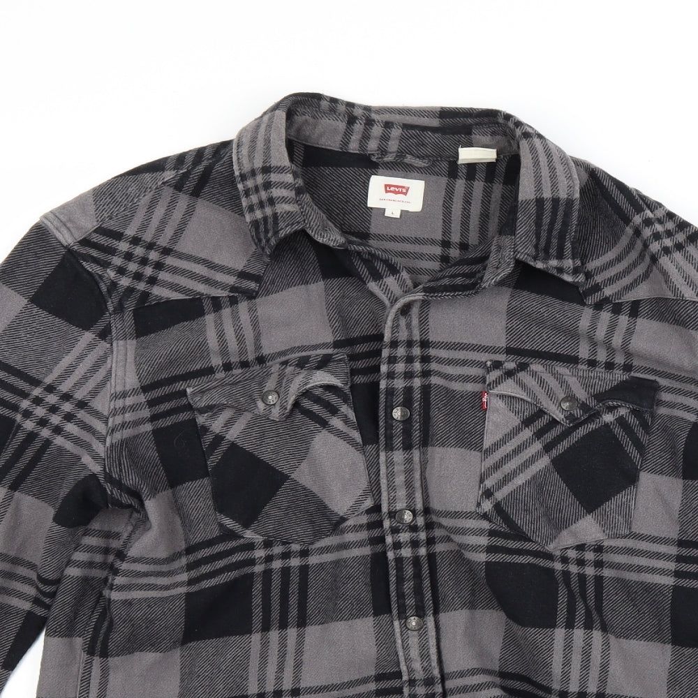 Levi's Mens Grey Check   Button-Up Size L