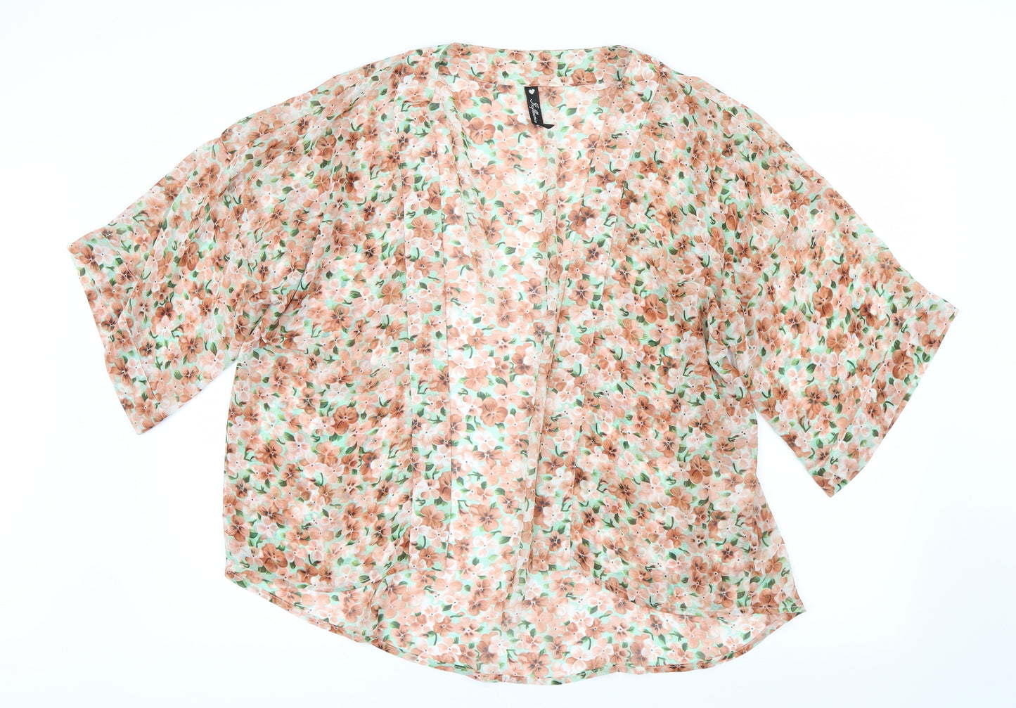 Influence Womens Green Floral Mesh Cardigan Jumper Size 14