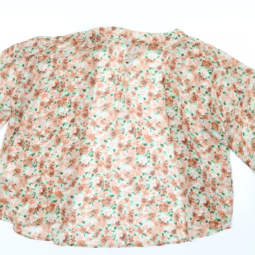 Influence Womens Green Floral Mesh Cardigan Jumper Size 14