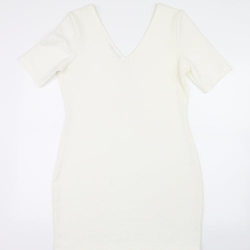 Atmosphere Womens White Geometric  Shirt Dress  Size 16