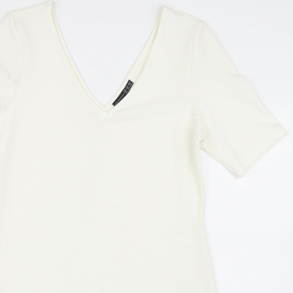 Atmosphere Womens White Geometric  Shirt Dress  Size 16