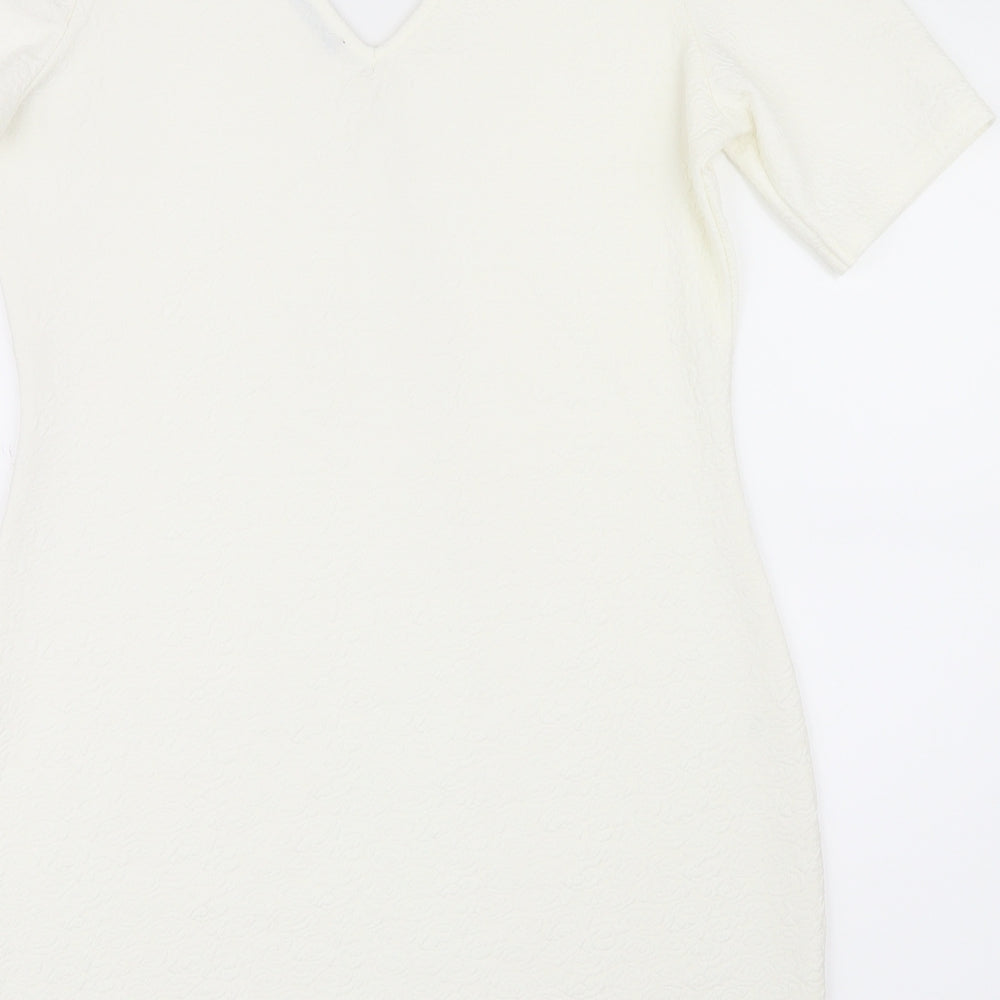 Atmosphere Womens White Geometric  Shirt Dress  Size 16