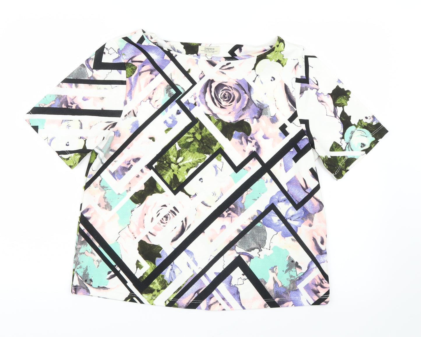 Papaya Womens Purple Geometric  Basic Blouse Size 12