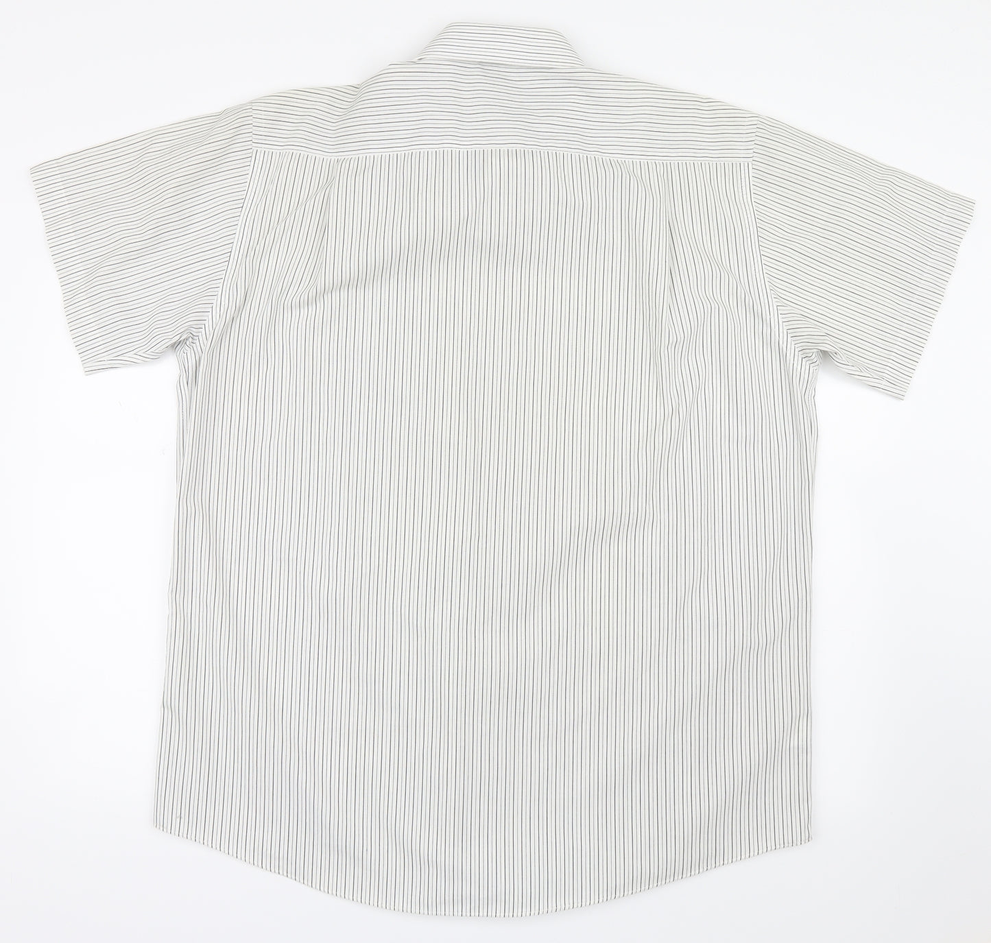 Taylor & Wright Mens White Striped   Button-Up Size 16.5