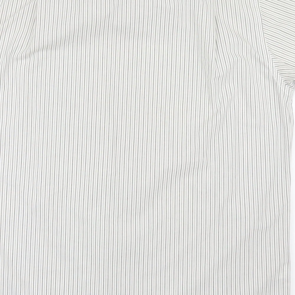 Taylor & Wright Mens White Striped   Button-Up Size 16.5