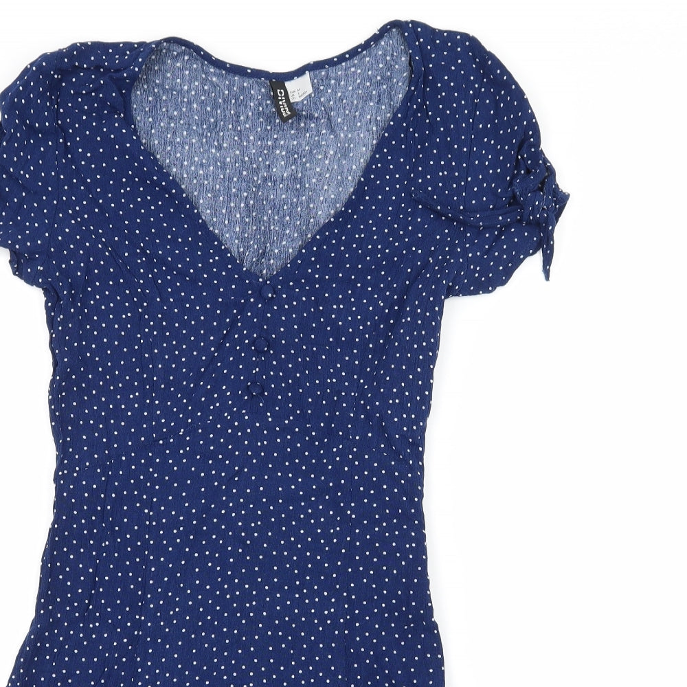 Divided by H&M Womens Blue Polka Dot  Skater Dress  Size 6