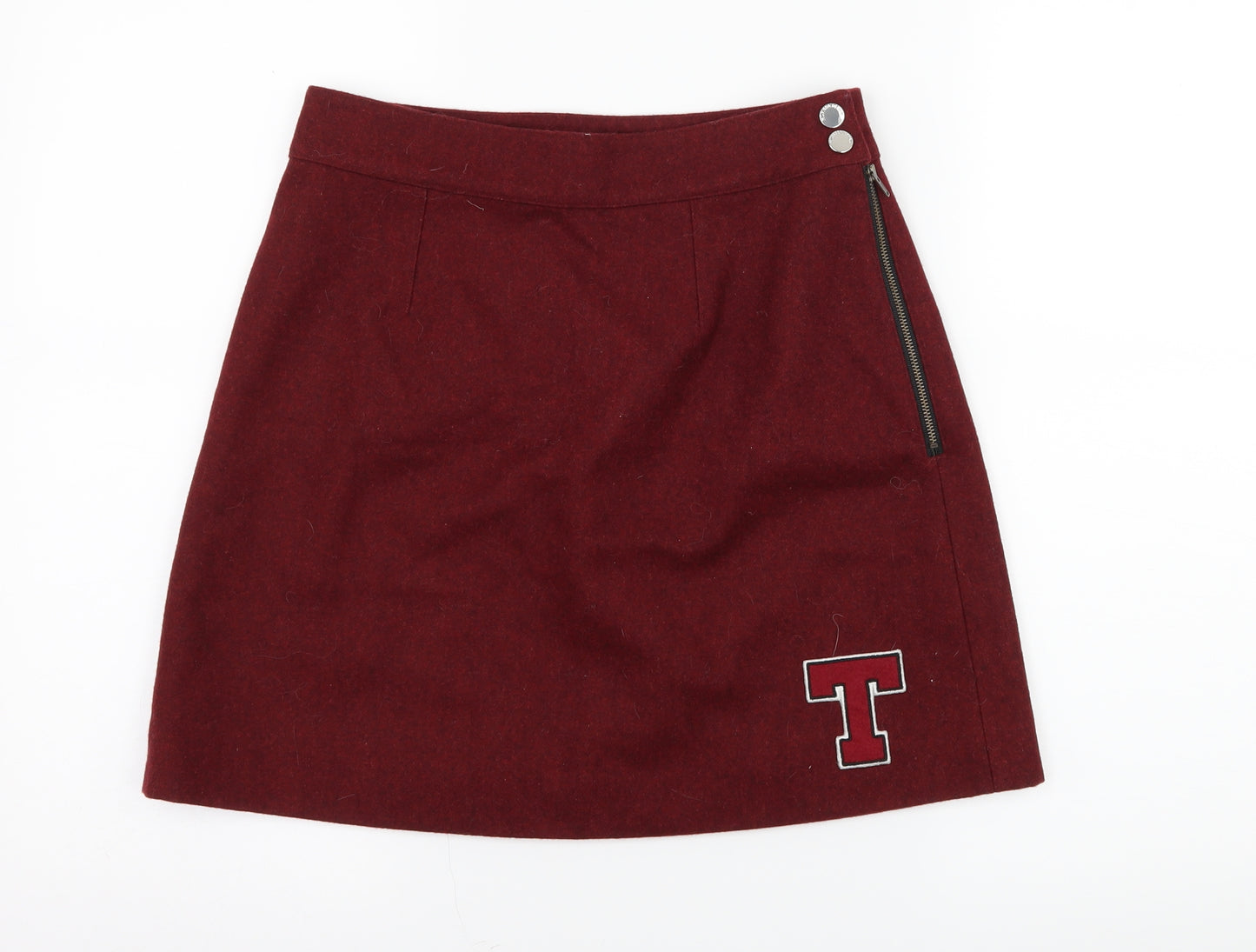 Tommy Hilfiger Womens Red Geometric  A-Line Skirt Size S
