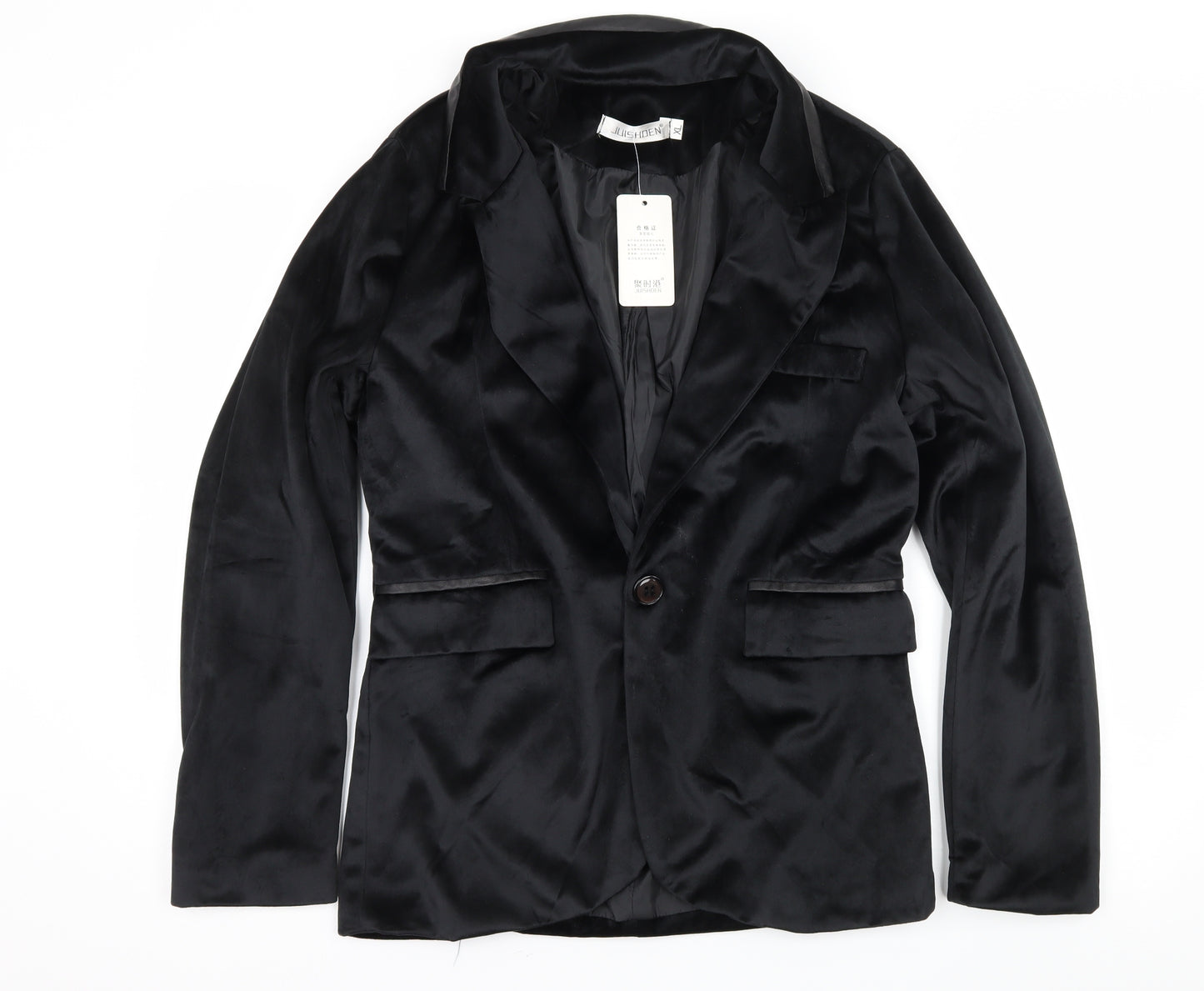 Jushden Womens Black  Velvet Jacket Blazer Size XL